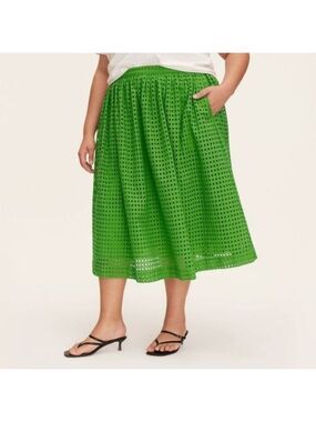 XXL • Kate Spade New York X Target • Eyelet Volume Midi Skirt • Grass Green